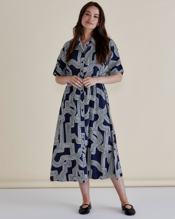 Skye Dress Navy Geo