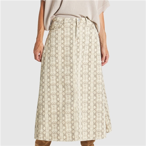 Chameleon Denim Skirt Cream Snakeskin