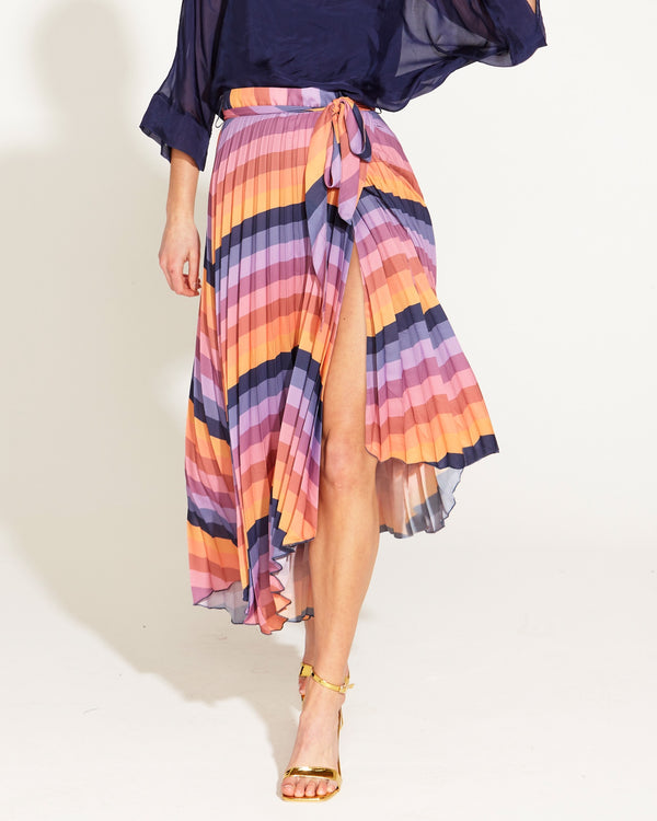 Sunset Dream  Pleated Midi Skirt