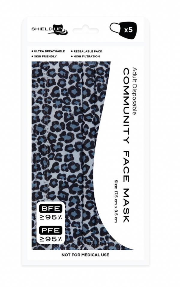 Disposable Face Mask - Wild Leopard 5 Pkt